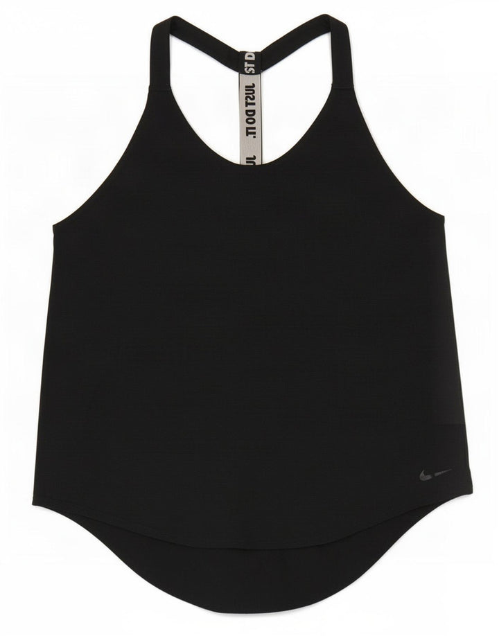Nike Womens Dri Fit Loose Graphic Vest Top UK 14 Medium Black Polyester