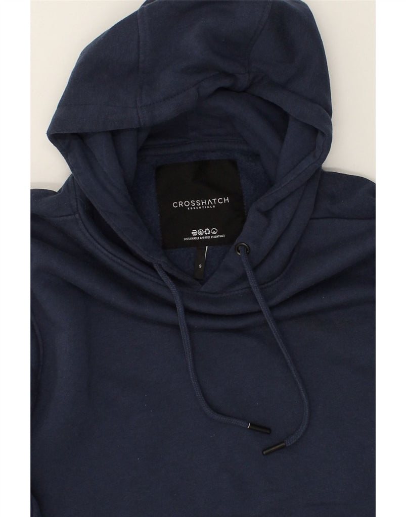 CROSSHATCH Mens Graphic Hoodie Jumper Small Navy Blue Cotton | Vintage Crosshatch | Thrift | Second-Hand Crosshatch | Used Clothing | Messina Hembry 