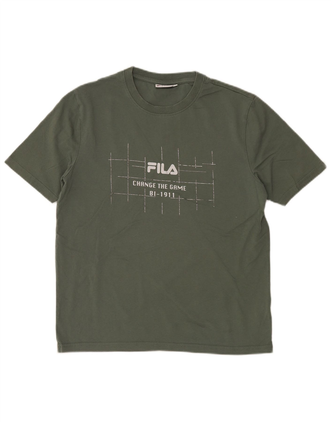 FILA Mens Graphic T-Shirt Top Small Khaki Cotton