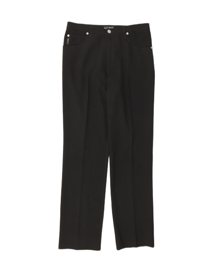ARMANI Womens Straight Casual Trousers W30 L30 Black Polyester Vintage Armani and Second-Hand Armani from Messina Hembry 