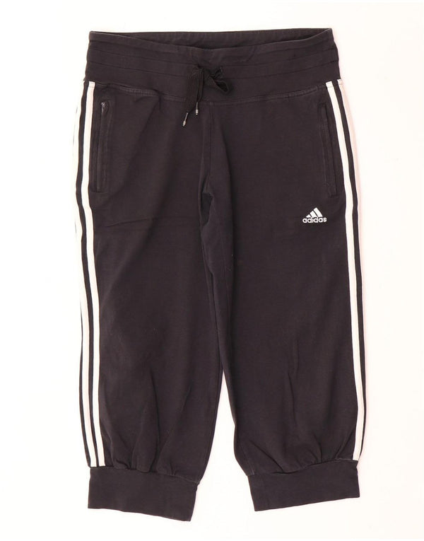 Adidas Womens Capri Tracksuit Trousers Joggers UK 12 Medium Black Cotton