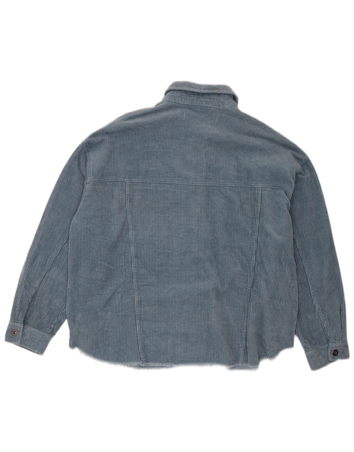 Zara Womens Oversized Corduroy Shirt UK 14 Medium Blue Cotton