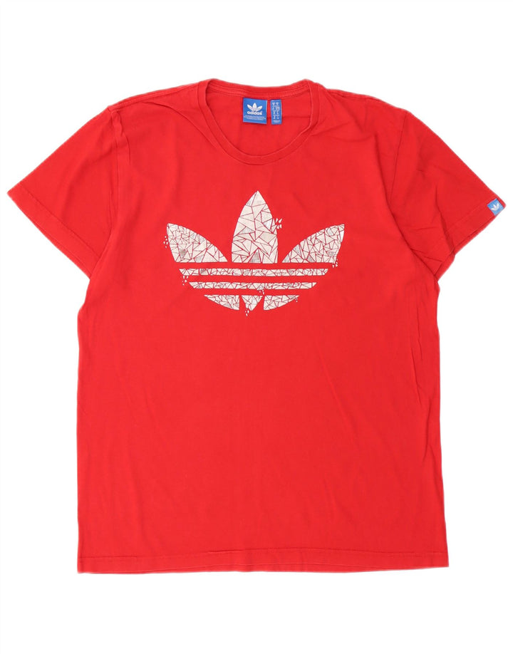 Adidas Mens Graphic T-Shirt Top Medium Red Cotton