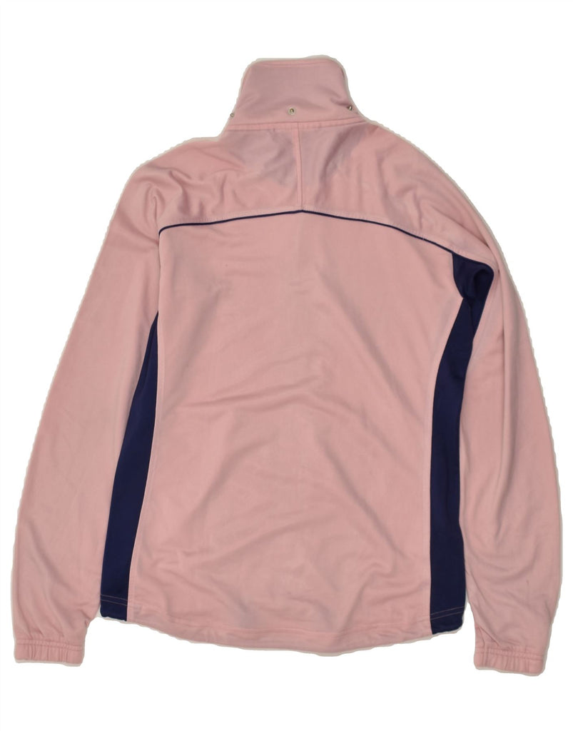 ASICS Womens Tracksuit Top Jacket UK 10 Small Pink Striped Polyester | Vintage Asics | Thrift | Second-Hand Asics | Used Clothing | Messina Hembry 