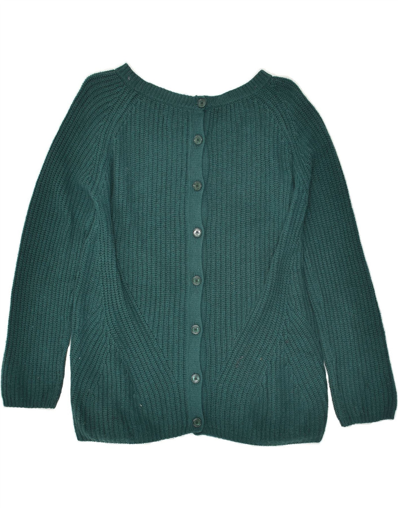 MASSIMO DUTTI Womens Cardigan Sweater US 8 Medium Green Cotton | Vintage Massimo Dutti | Thrift | Second-Hand Massimo Dutti | Used Clothing | Messina Hembry 