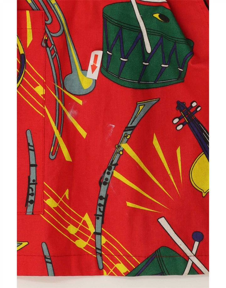 Vintage Womens Abstract Pattern Double Breasted Coat EU 50 3XL Red Cotton