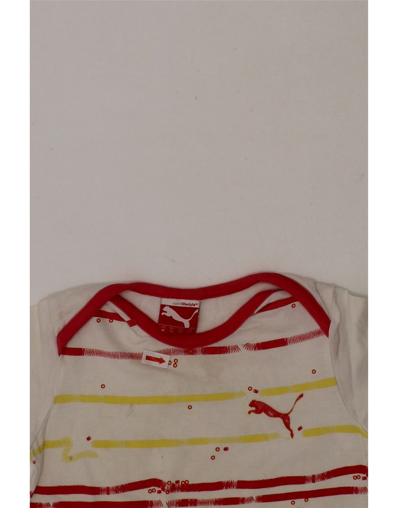 PUMA Baby Girls Graphic T-Shirt Top 6-9 Months White Striped Vintage Puma and Second-Hand Puma from Messina Hembry 