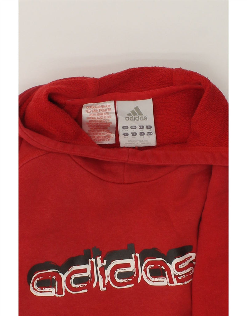 ADIDAS Boys Graphic Hoodie Jumper 9-10 Years Red Cotton | Vintage Adidas | Thrift | Second-Hand Adidas | Used Clothing | Messina Hembry 