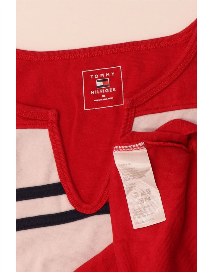 Tommy Hilfiger Womens Vest Top UK 12 Medium Red Colourblock Cotton