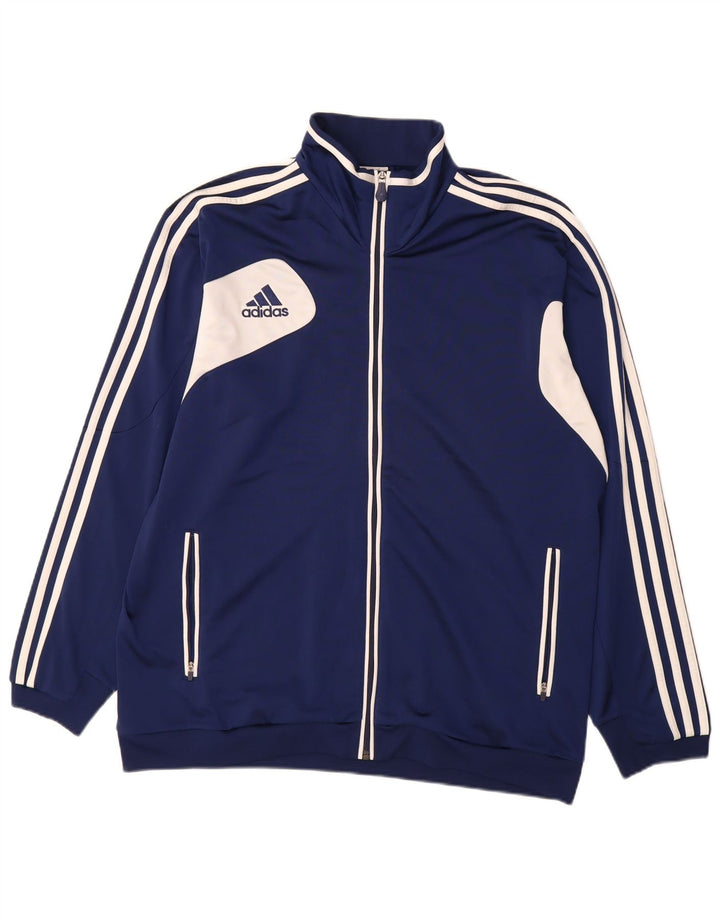 ADIDAS Mens Tracksuit Top Jacket UK 46/48 XL Navy Blue Colourblock