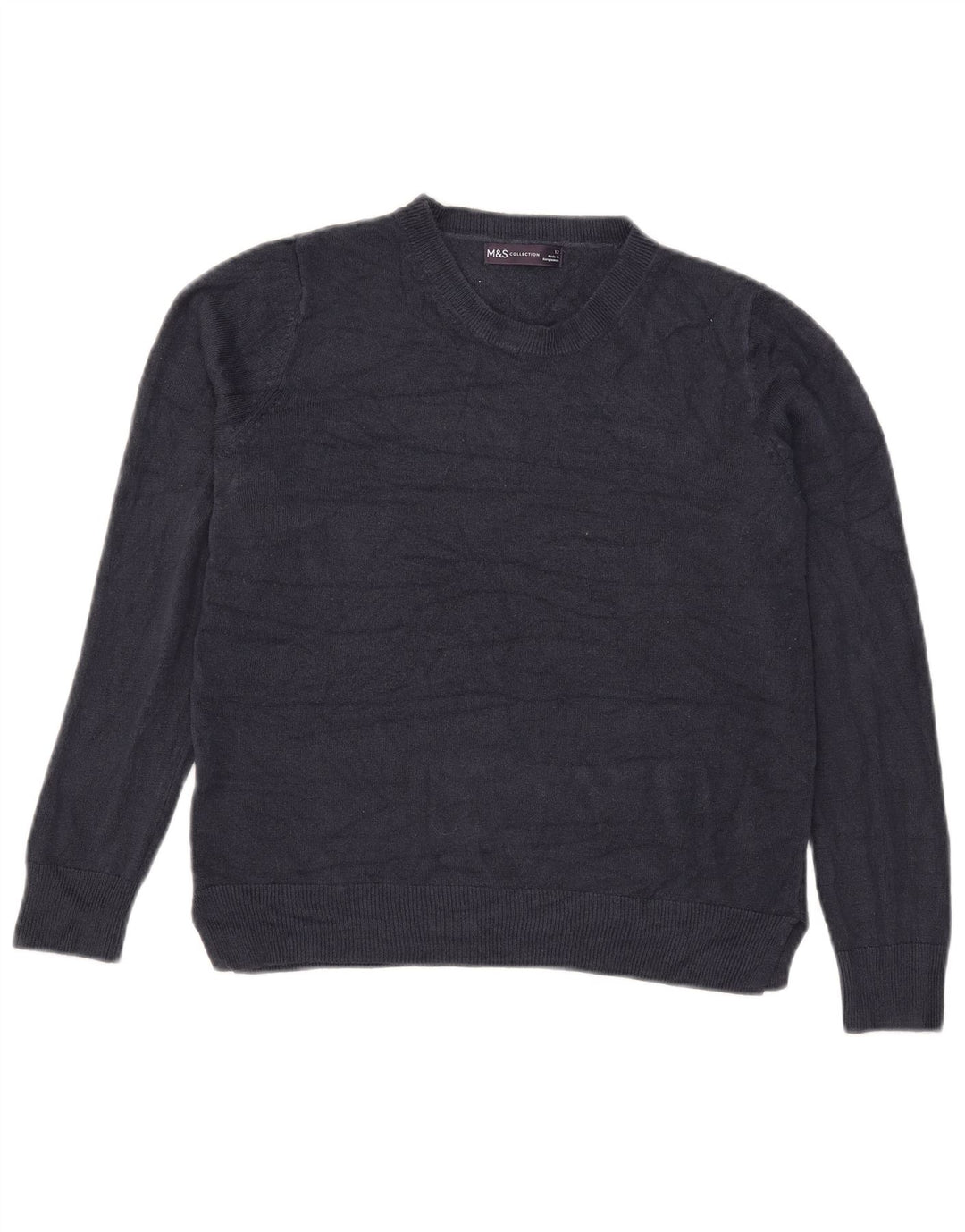Marks & Spencer Womens Crew Neck Jumper Sweater UK 12 Medium Navy Blue