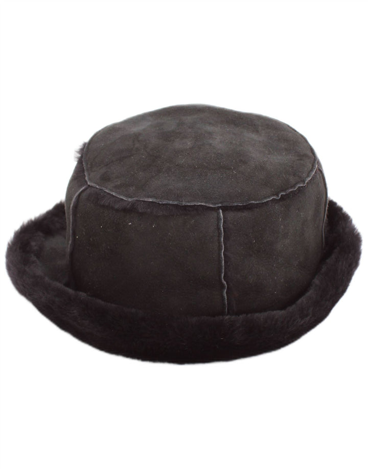 Borsalino Womens Shearling Bucket Hat Medium Grey Suede