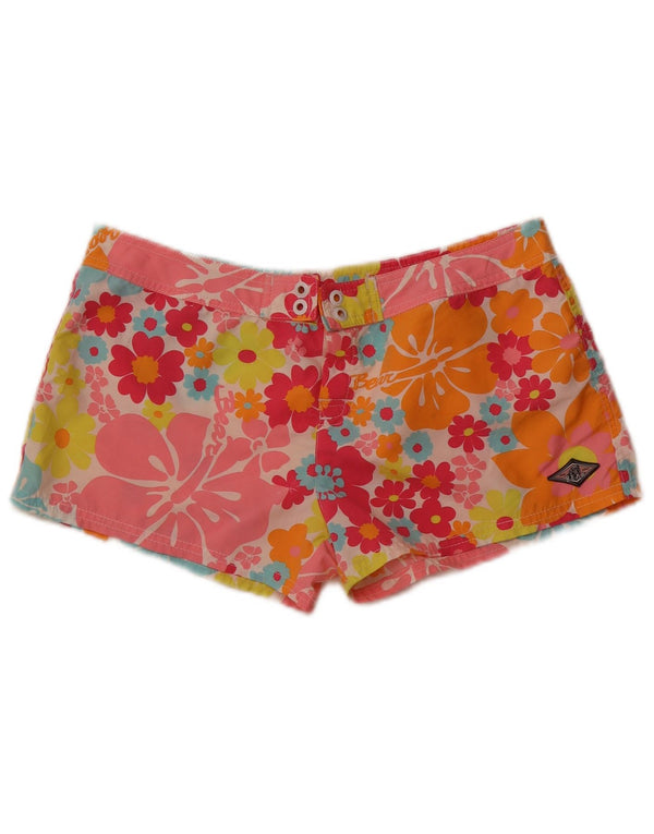 Bear Womens Swimming Shorts UK 14 Large  Multicoloured Floral Polyester