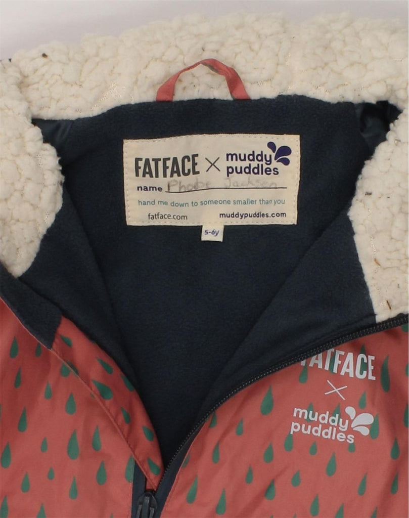 FAT FACE Girls Hooded Windbreaker Jacket 5-6 Years Brown Spotted Polyester | Vintage Fat Face | Thrift | Second-Hand Fat Face | Used Clothing | Messina Hembry 