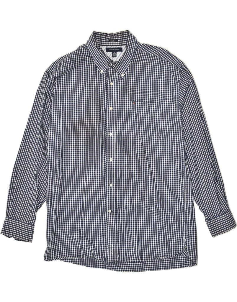 TOMMY HILFIGER Mens Shirt Size 17 1/2 XL Navy Blue Check Cotton | Vintage Tommy Hilfiger | Thrift | Second-Hand Tommy Hilfiger | Used Clothing | Messina Hembry 