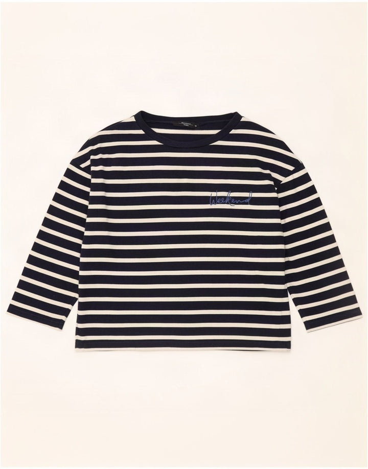 Max Mara Womens Weekend Top 3/4 Sleeve UK 14 Medium Navy Blue Nautical