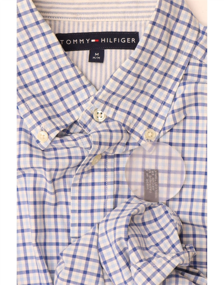 Tommy Hilfiger Mens Shirt Medium Blue Gingham Cotton