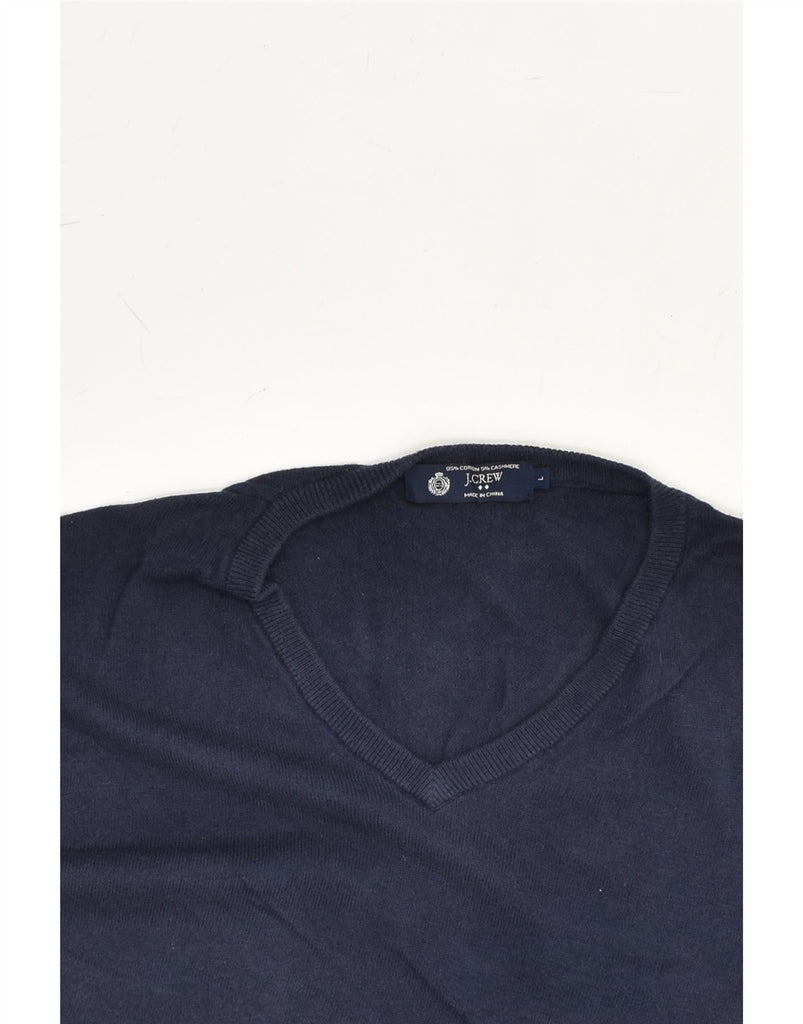J. CREW Mens V-Neck Jumper Sweater Large Navy Blue Cotton | Vintage J. Crew | Thrift | Second-Hand J. Crew | Used Clothing | Messina Hembry 