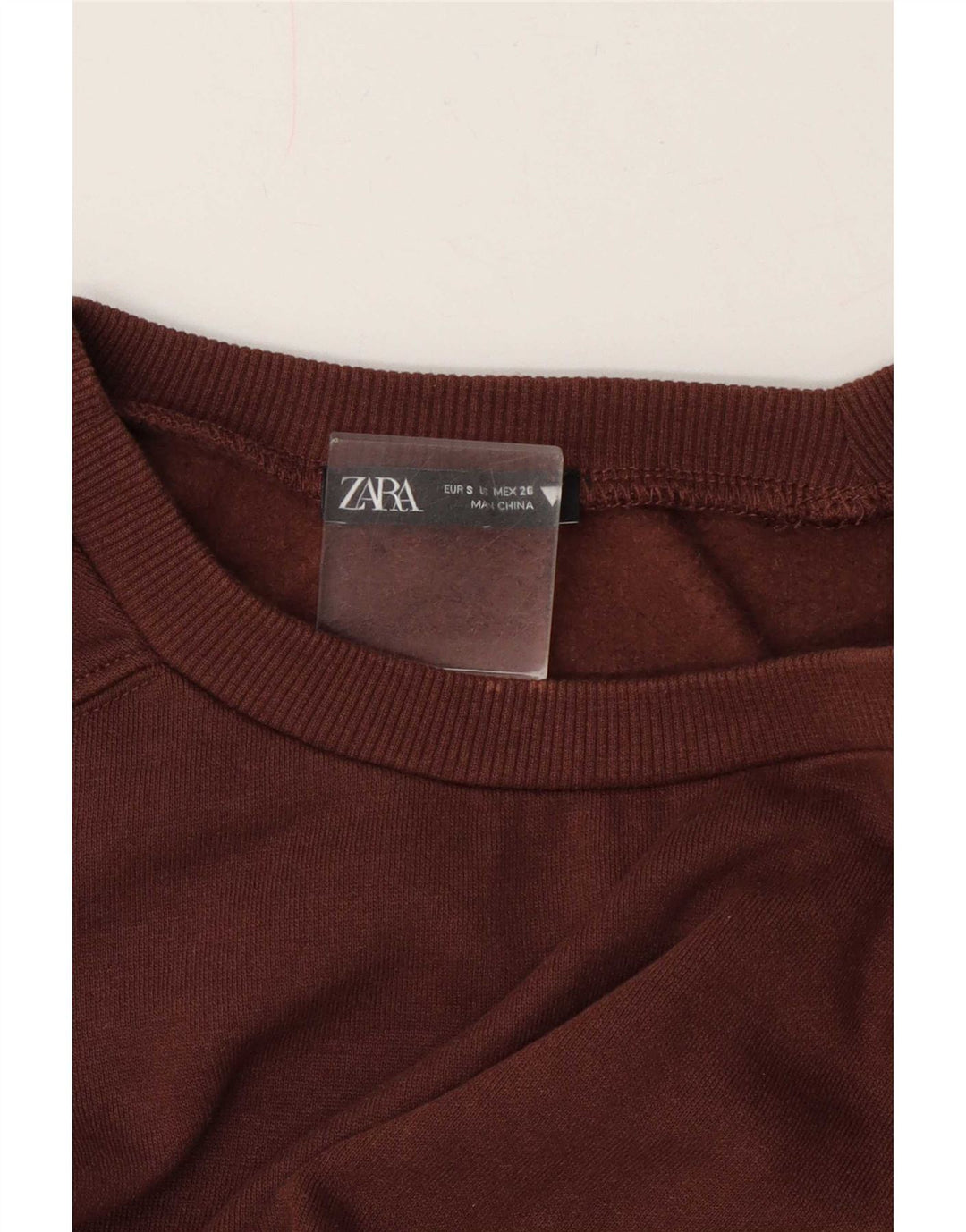 Zara Womens Crop Sweatshirt Jumper UK 10 Small Brown