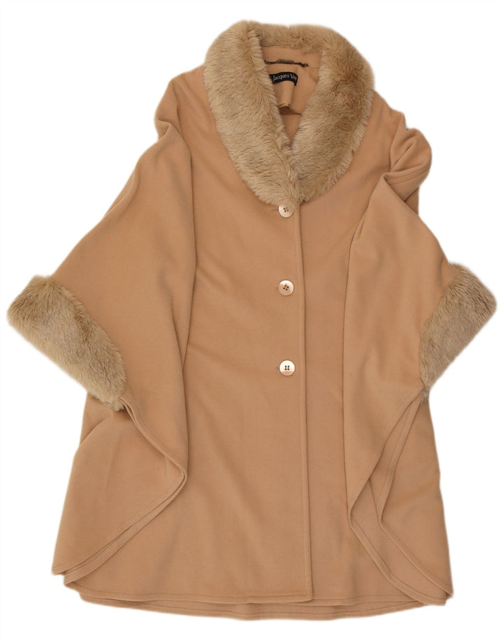Jacques Vert Womens Poncho Coat One Size Beige Wool