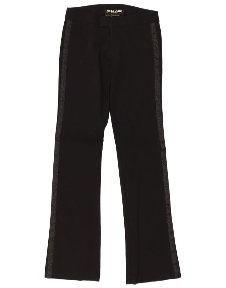 Guess Womens Bootcut Casual Trousers W24 L32 Black Colourblock Rayon