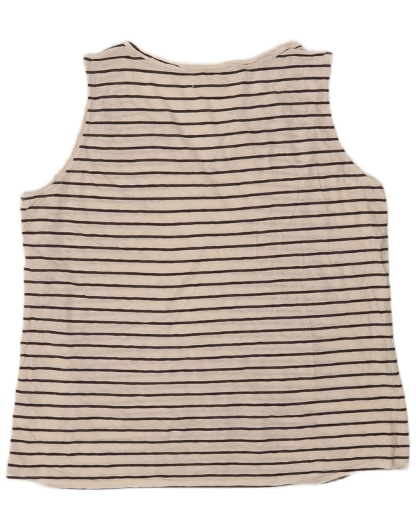 White Stuff Womens Vest Top UK 20 2XL White Striped Cotton