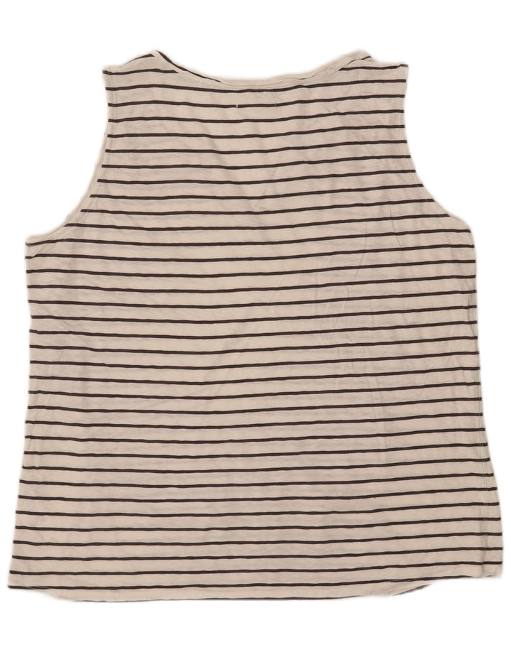 White Stuff Womens Vest Top UK 20 2XL White Striped Cotton
