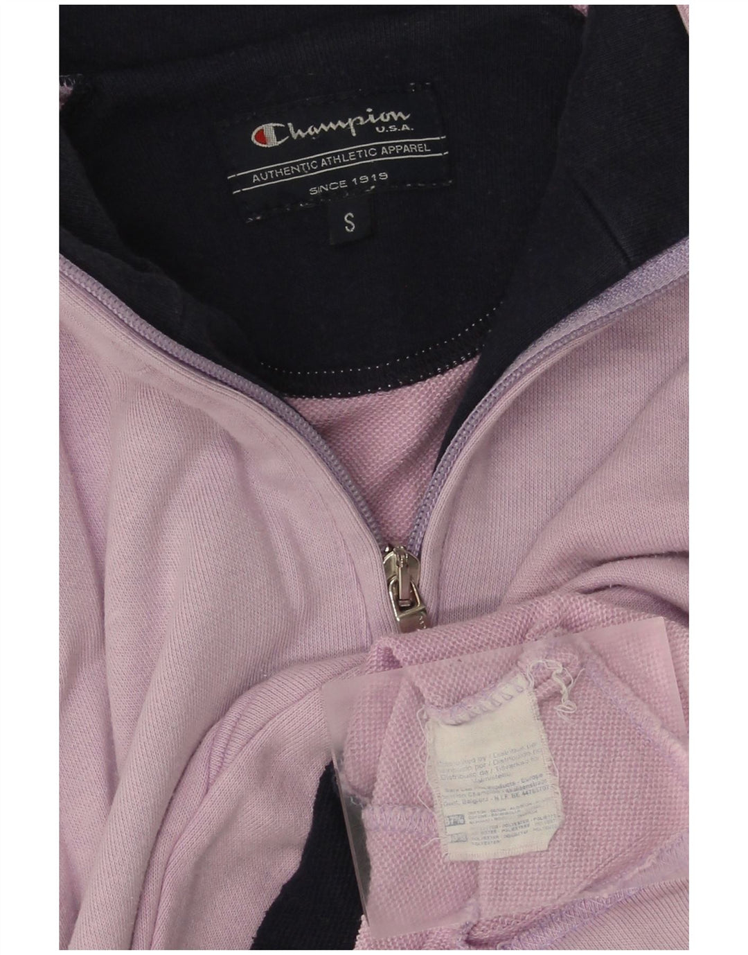 Champion Mens Zip Neck Sweatshirt Jumper Small Purple Cotton