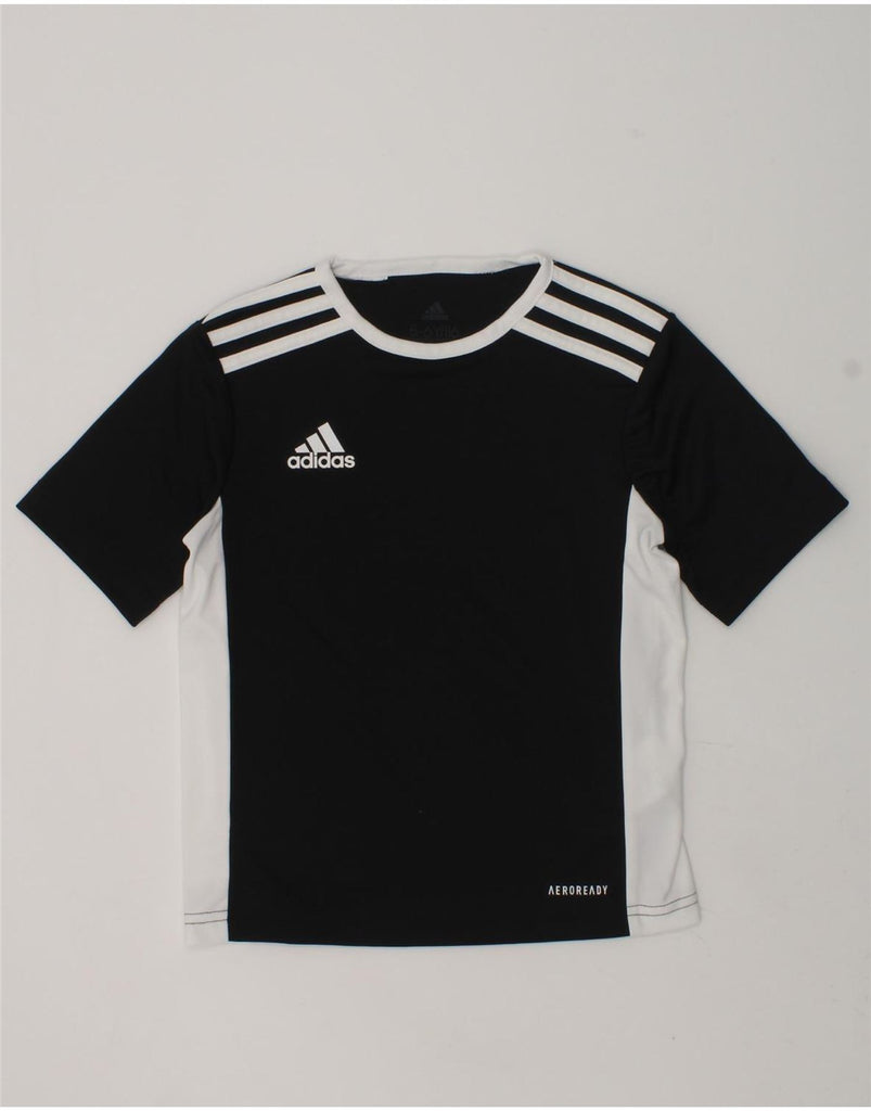 ADIDAS Boys Aeroready T-Shirt Top 5-6 Years Black Colourblock Polyester | Vintage Adidas | Thrift | Second-Hand Adidas | Used Clothing | Messina Hembry 