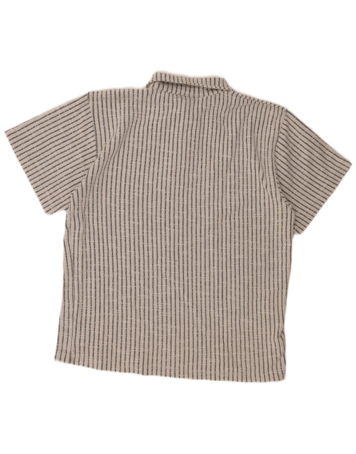 Uncle Sam Mens Polo Shirt Medium White Pinstripe Cotton