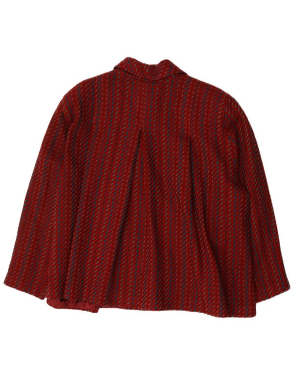 Vintage Womens Oversized Bomber Jacket IT 46 Large Red Striped Wool