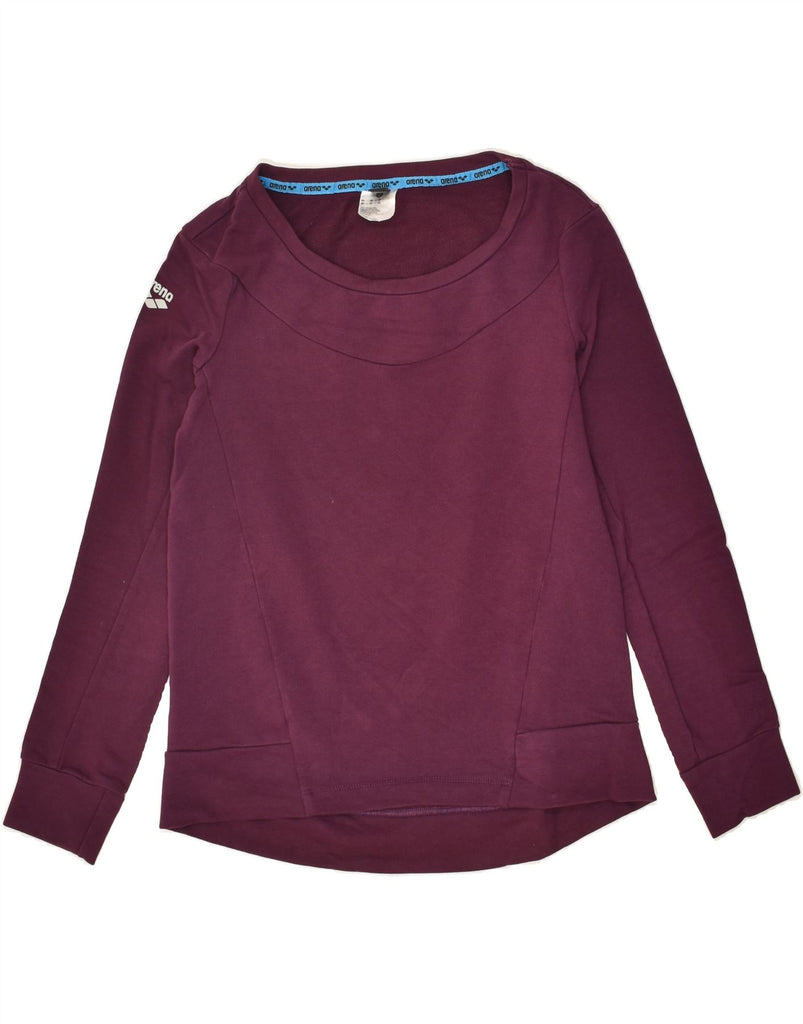 ARENA Womens Sweatshirt Jumper UK 6 XS Burgundy Cotton | Vintage Arena | Thrift | Second-Hand Arena | Used Clothing | Messina Hembry 