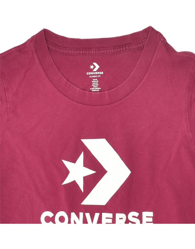 CONVERSE Womens Classic Fit Graphic T-Shirt Top UK 6 XS Pink Cotton | Vintage Converse | Thrift | Second-Hand Converse | Used Clothing | Messina Hembry 