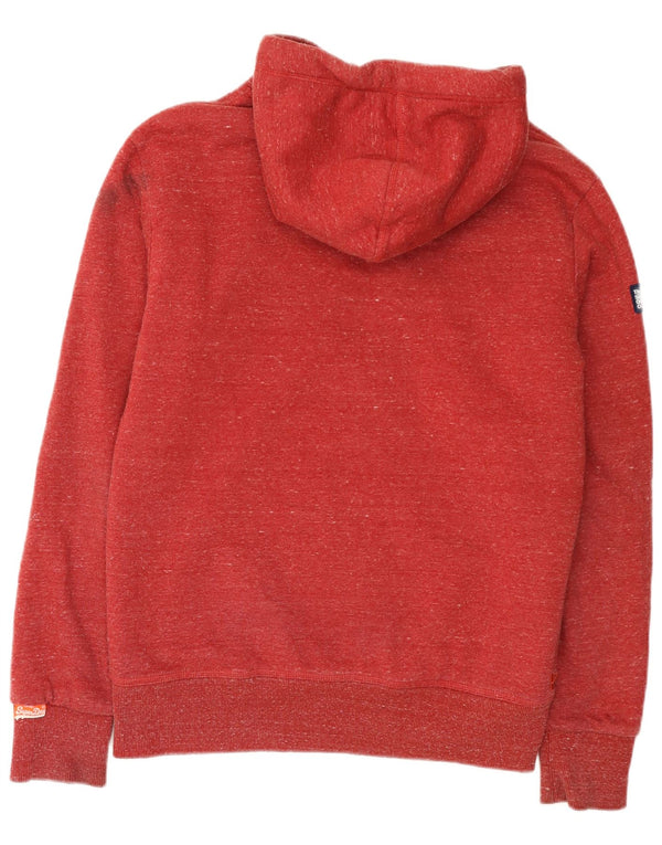 Superdry Mens Sherpa Zip Hoodie Sweater Medium Red Flecked Cotton