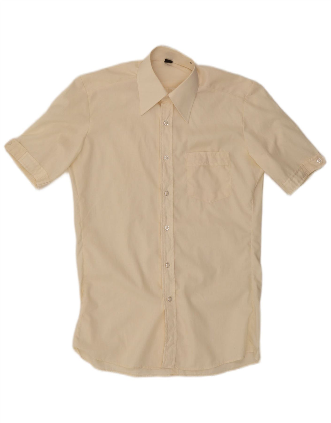 ETERNA Mens Short Sleeve Shirt Size 37 Small Off White Cotton