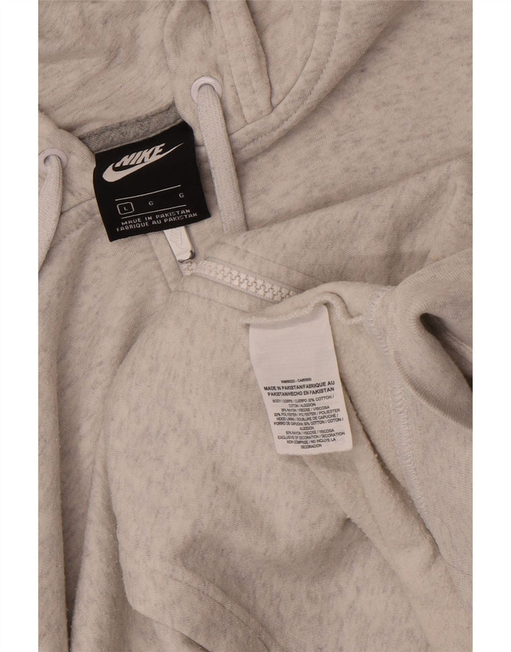NIKE Mens Zip Hoodie Sweater Large Grey Flecked Cotton