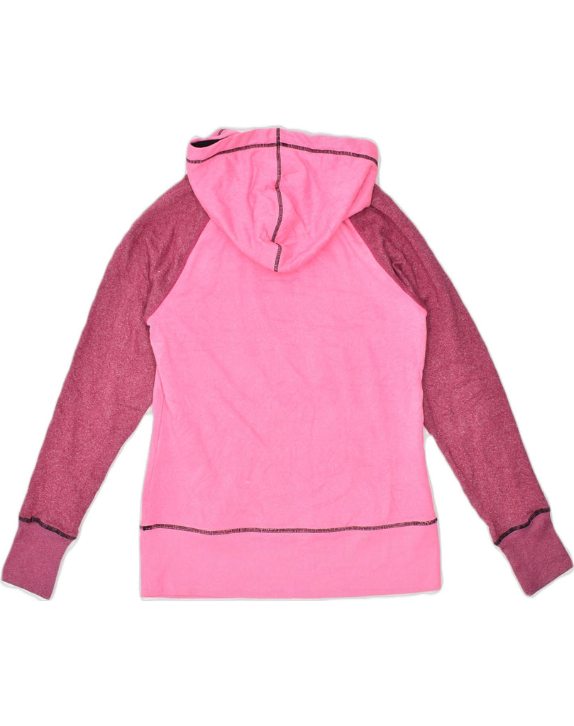 FILA Womens Graphic Hoodie Jumper UK 12 Medium Pink Colourblock Cotton | Vintage | Thrift | Second-Hand | Used Clothing | Messina Hembry 