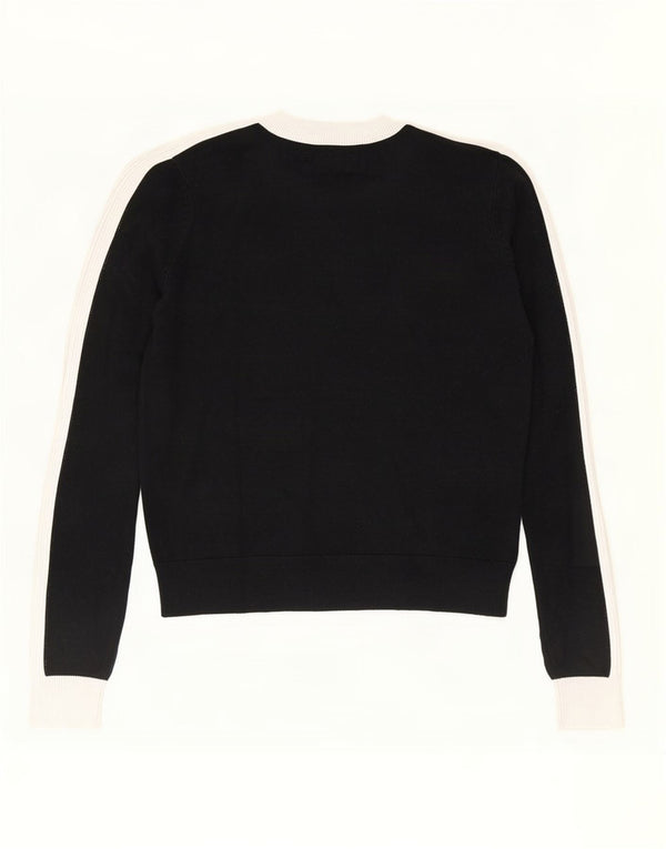 Zara Womens Crew Neck Jumper Sweater UK 10 Small Black Colourblock Viscose