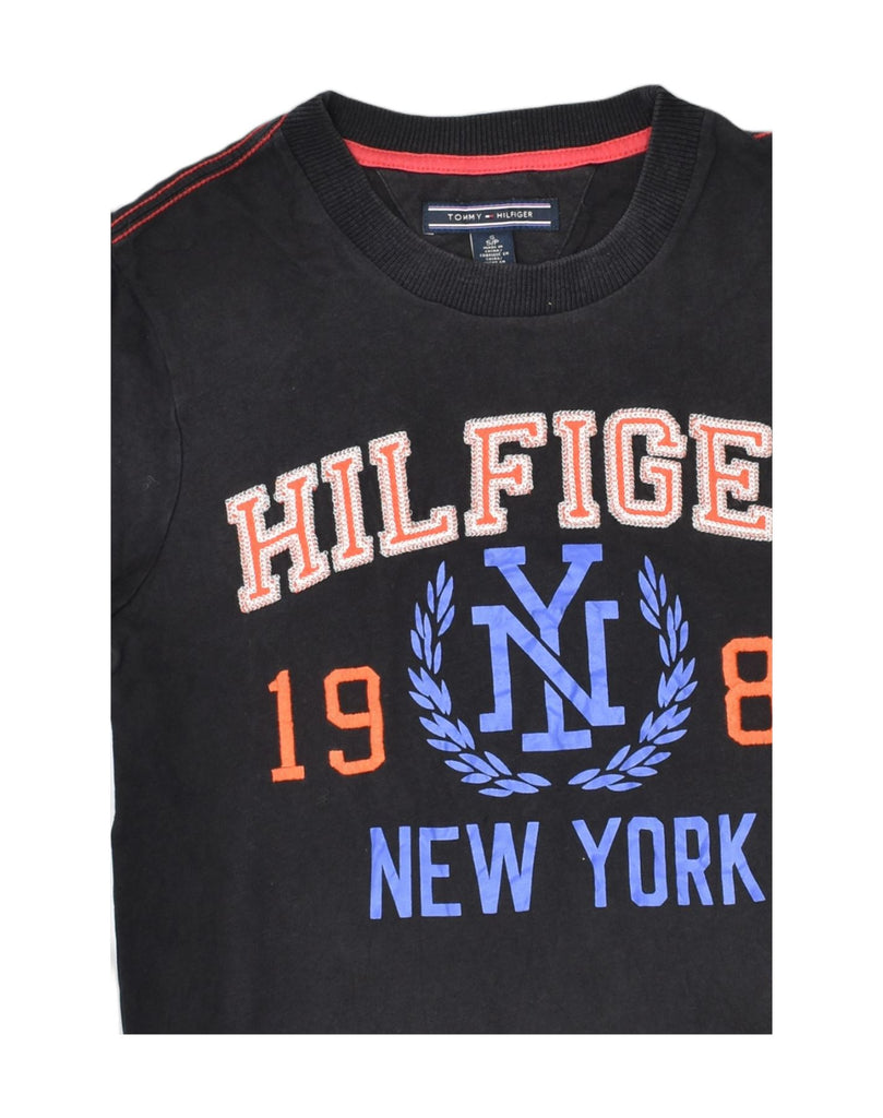 TOMMY HILFIGER Mens Graphic T-Shirt Top Small Black Cotton | Vintage Tommy Hilfiger | Thrift | Second-Hand Tommy Hilfiger | Used Clothing | Messina Hembry 