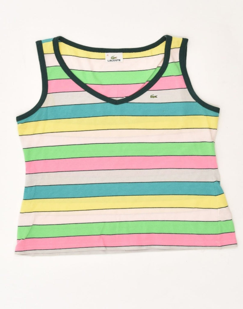 LACOSTE Womens Vest Top Size 46 XL Multicoloured Striped Cotton | Vintage Lacoste | Thrift | Second-Hand Lacoste | Used Clothing | Messina Hembry 