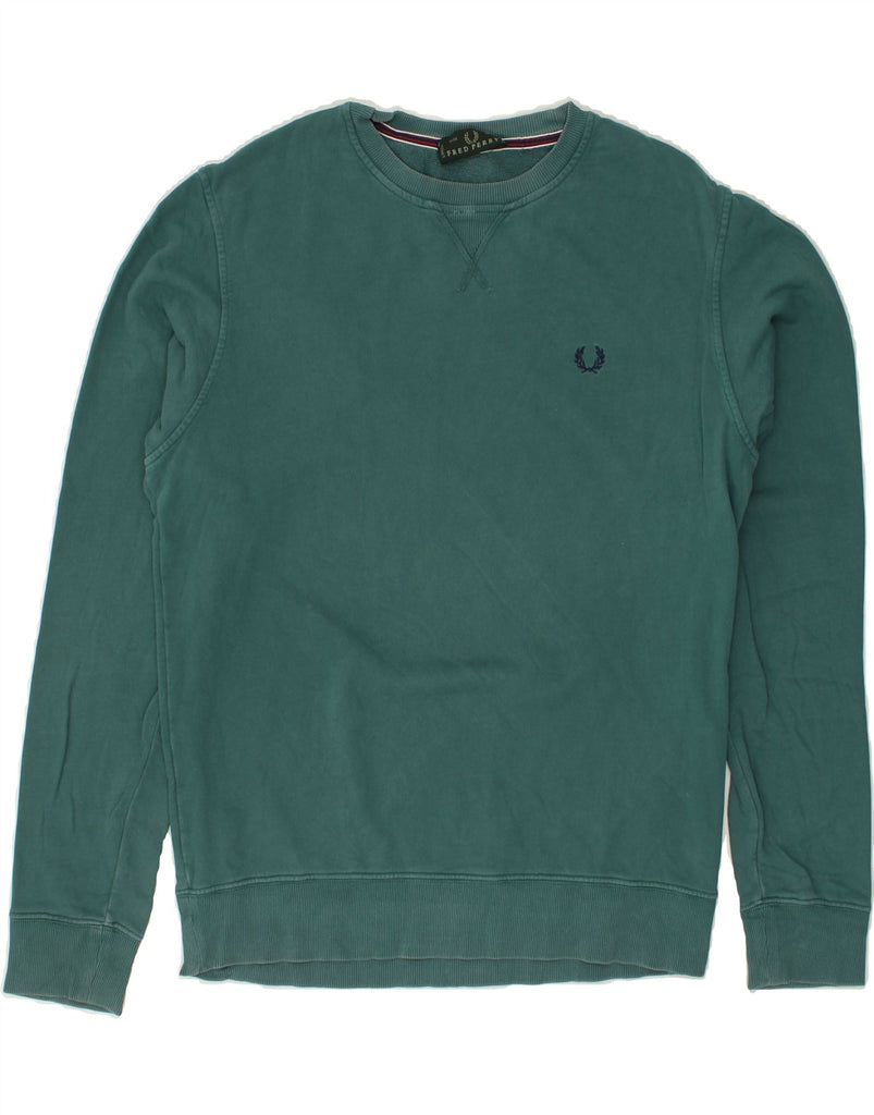 FRED PERRY Womens Sweatshirt Jumper XL Green Cotton | Vintage Fred Perry | Thrift | Second-Hand Fred Perry | Used Clothing | Messina Hembry 