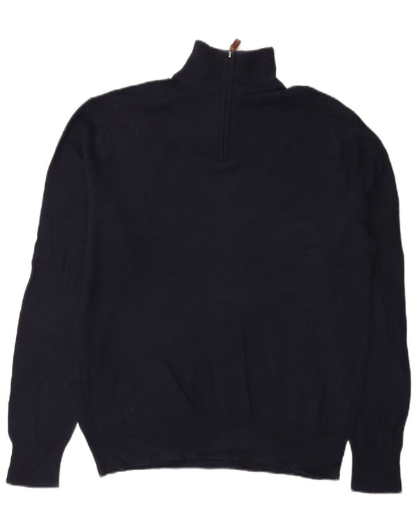 BONOBOS Mens Slim Fit Zip Neck Jumper Sweater Medium Navy Blue