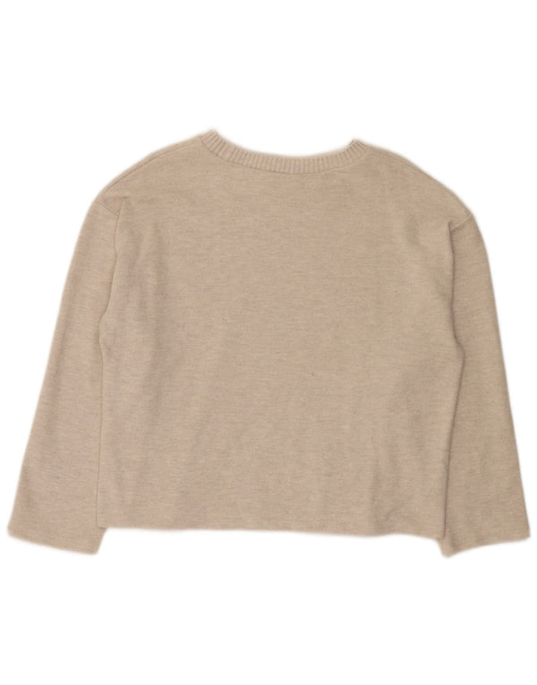 Zara Womens Boat Neck Jumper Sweater UK 16 Large Beige Polyester