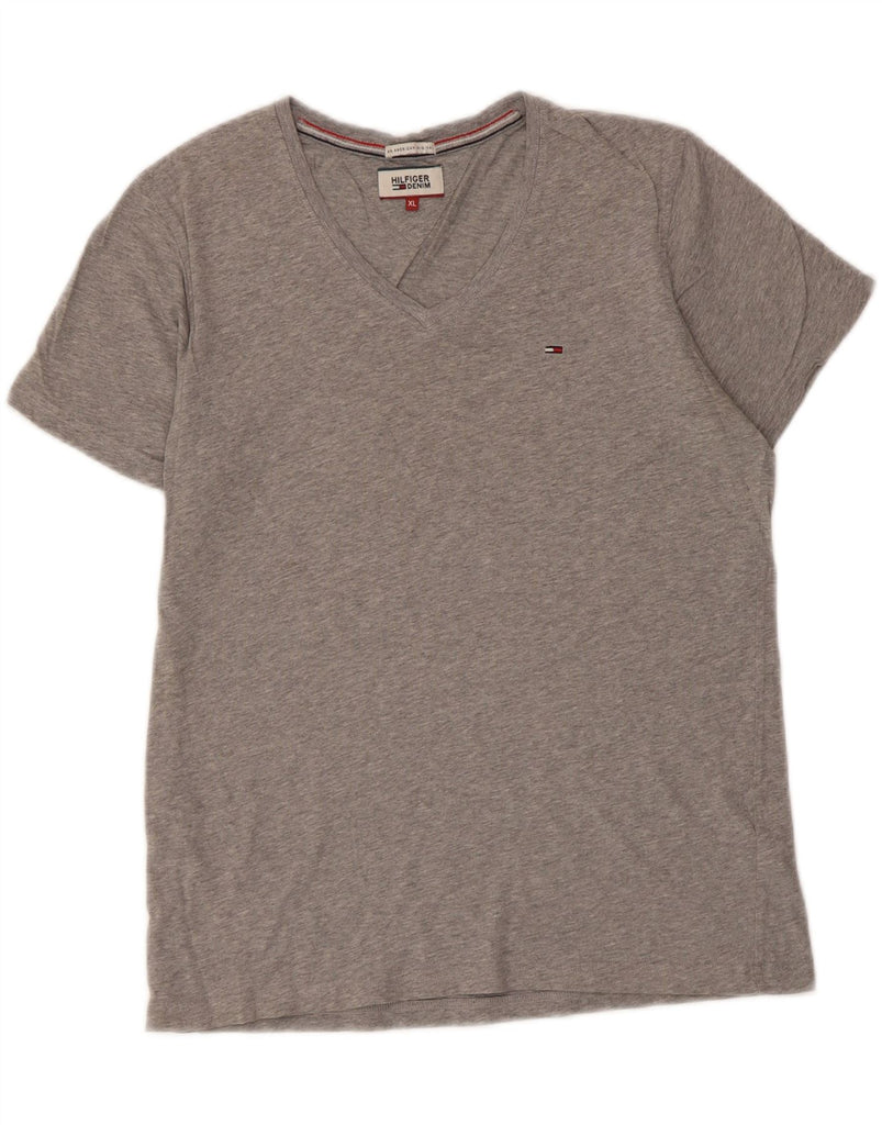TOMMY HILFIGER Womens T-Shirt Top UK 18 XL Grey Flecked Cotton Vintage Tommy Hilfiger and Second-Hand Tommy Hilfiger from Messina Hembry 