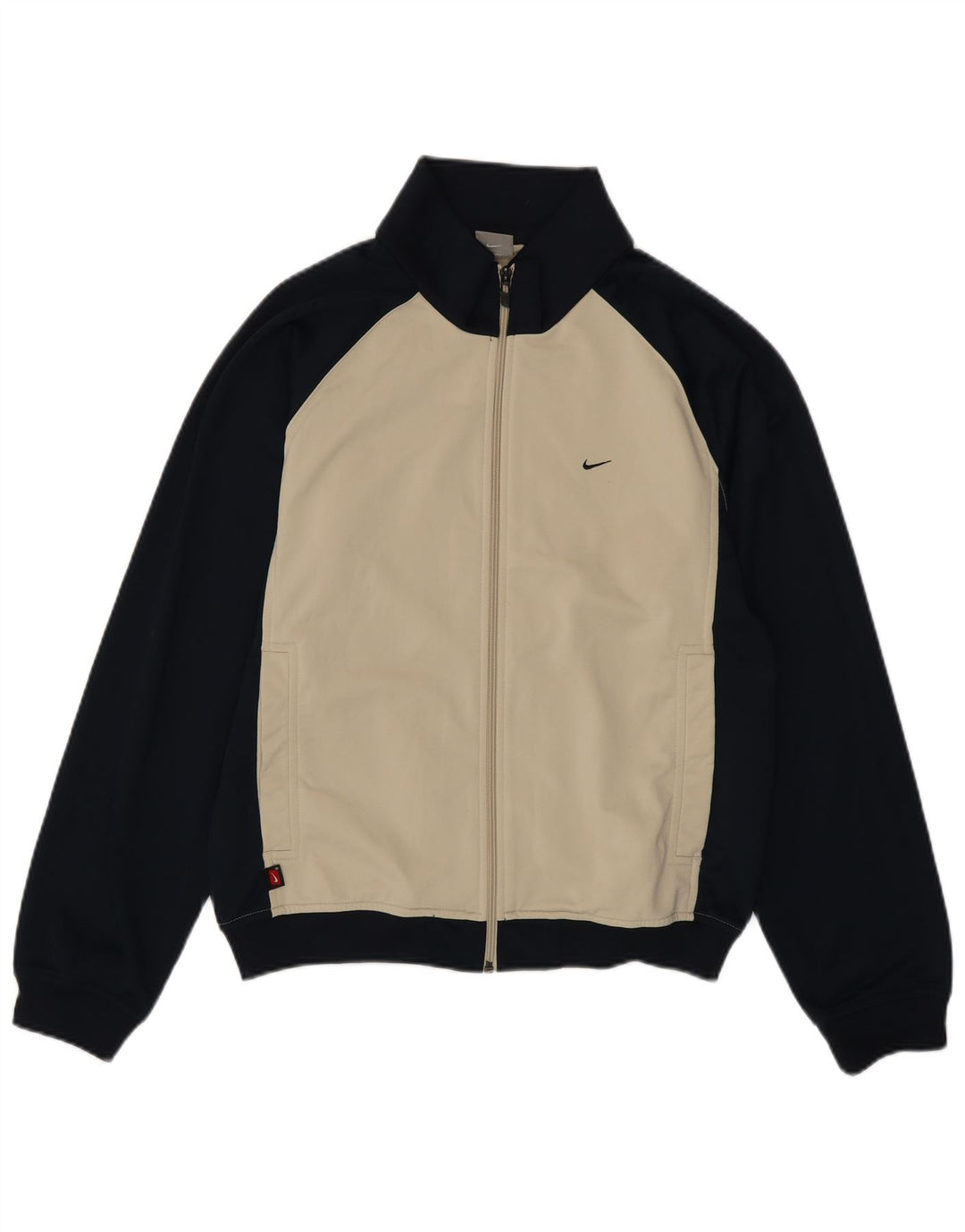 NIKE Mens Tracksuit Top Jacket Medium Beige Colourblock Polyester