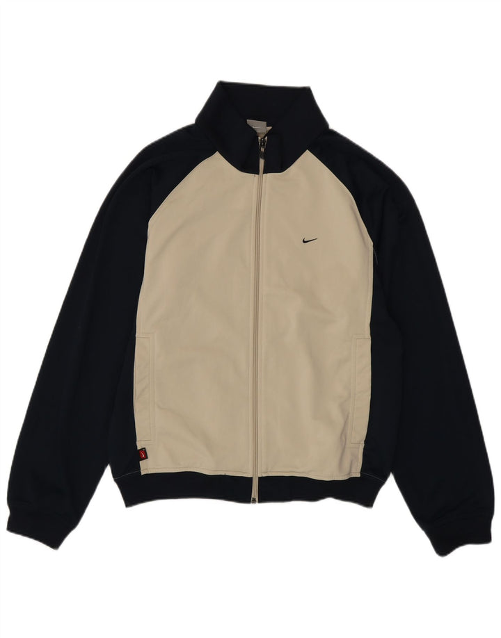 NIKE Mens Tracksuit Top Jacket Medium Beige Colourblock Polyester