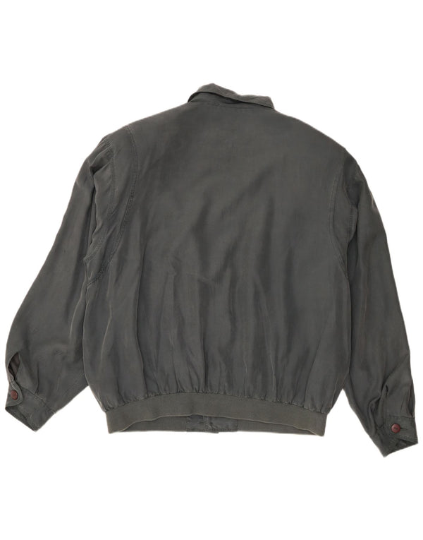 Vintage Mens Bomber Jacket UK 40 Large Grey Silk
