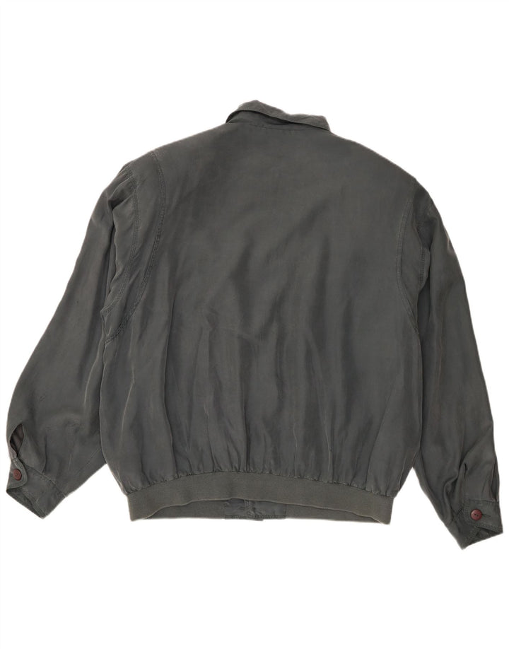 Vintage Mens Bomber Jacket UK 40 Large Grey Silk