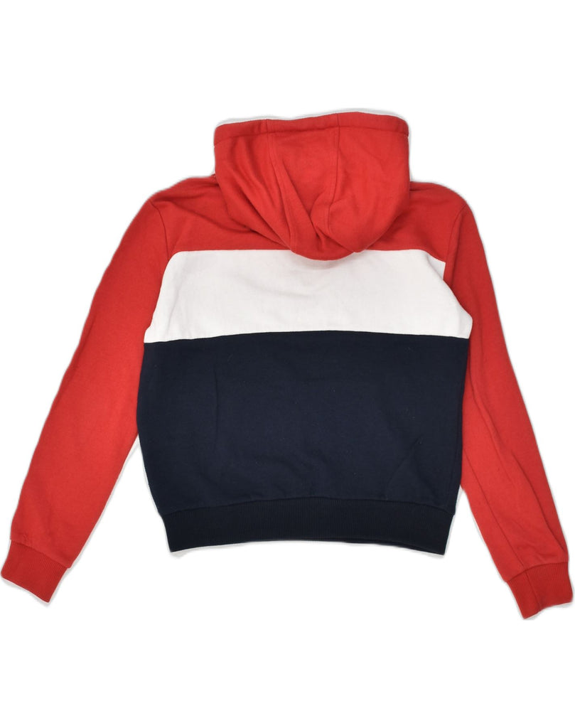 FILA Womens Graphic Hoodie Jumper UK 6 XS Red Colourblock Cotton | Vintage Fila | Thrift | Second-Hand Fila | Used Clothing | Messina Hembry 