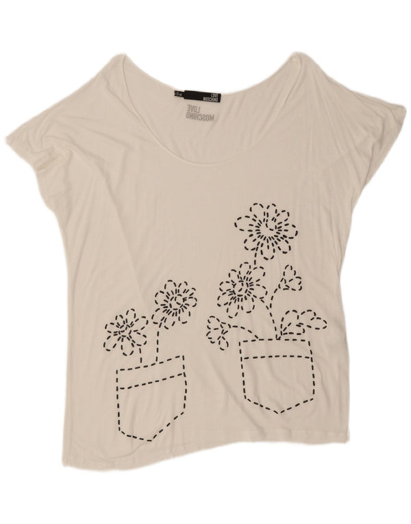 Moschino Womens Graphic T-Shirt Top UK 16 Large White Viscose